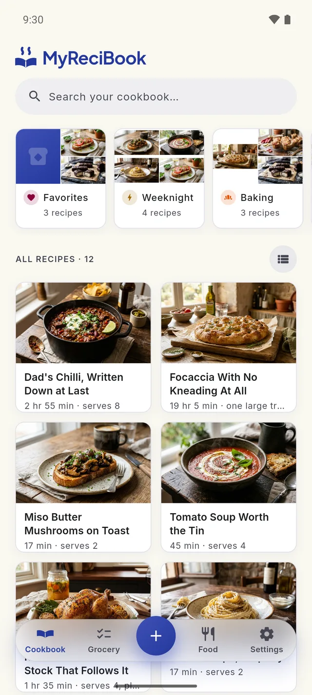 The cookbook in the light theme, Stitch Slate